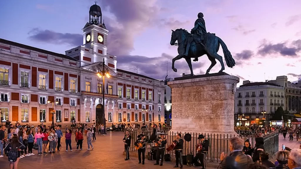 Puerta del Sol in Madrid: Central Plaza and Symbolic Clocktower